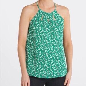 Papermoon Walita Cutout Green Floral Sleeveless Blouse Size Medium